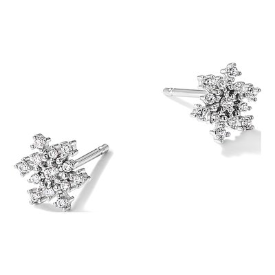 Sterling Silver CZ Snowflake Stud Earrings – view 6