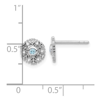Sterling Silver CZ Aqua Snowflake Stud Earrings – view 5