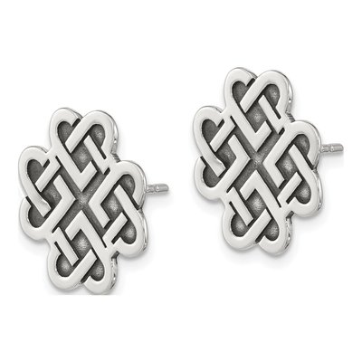 Sterling Silver Oxidized Celtic Design Stud Earrings – view 3