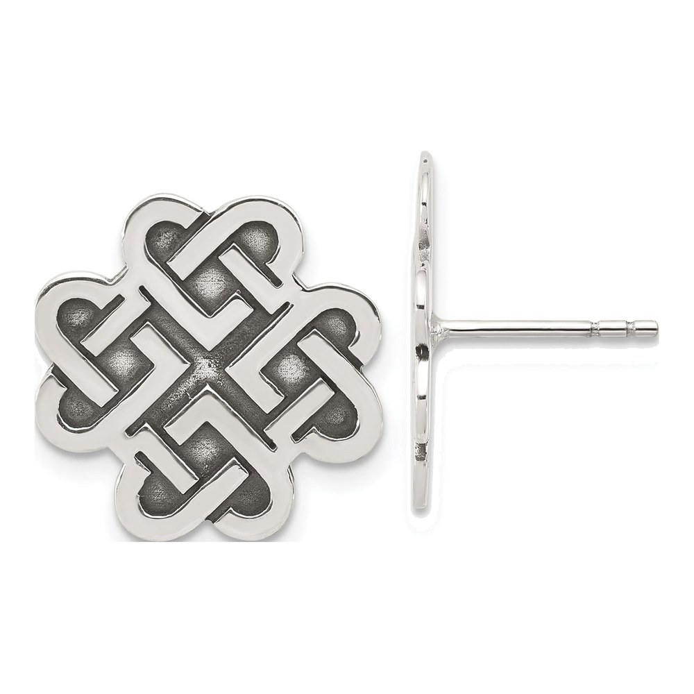 Sterling Silver Oxidized Celtic Design Stud Earrings