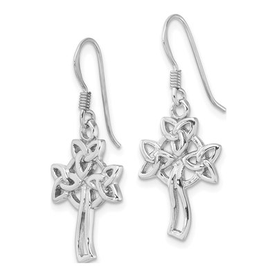 Sterling Silver Celtic Cross Dangle Earrings – view 3
