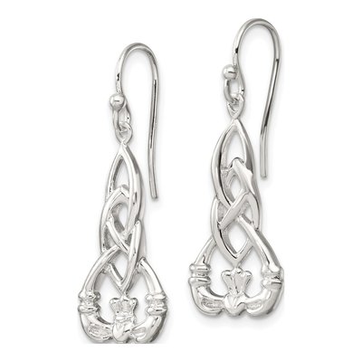 Sterling Silver Claddagh Dangle Earrings – view 3