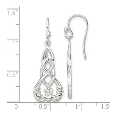 Sterling Silver Claddagh Dangle Earrings – view 5