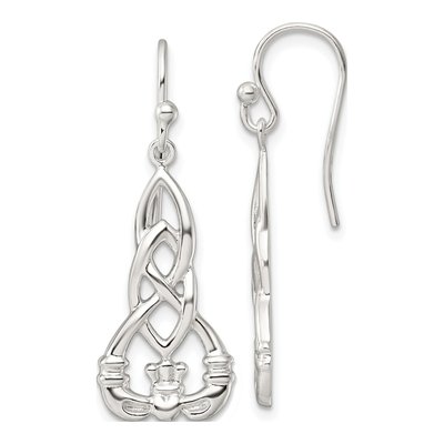 Sterling Silver Claddagh Dangle Earrings