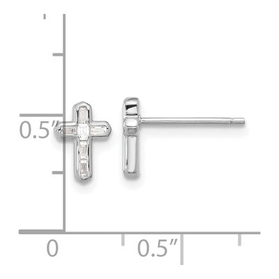 Sterling Silver Rectangle CZ Cross Stud Earrings – view 5