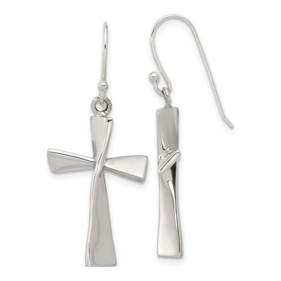 Sterling Silver Cross Dangle Earrings