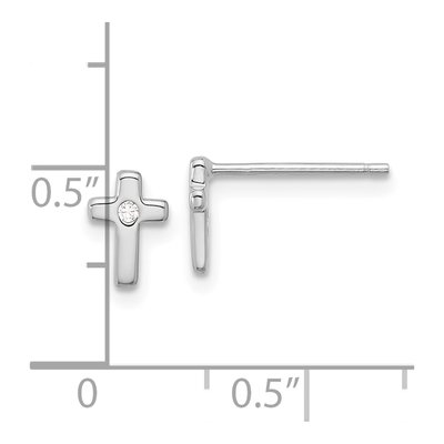 Sterling Silver 1.5mm Round CZ Cross Stud Earrings – view 5