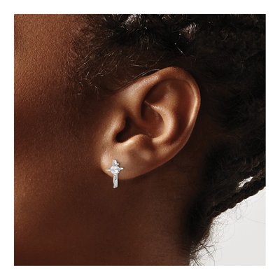 Sterling Silver 3mm Round CZ Wavy Cross Stud Earrings – view 4