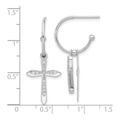 Sterling Silver 34mm CZ Cross C- Hoop Earrings – view 5