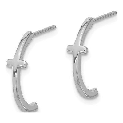 Sterling Silver 17mm Cross J- Hoop Earrings – view 3