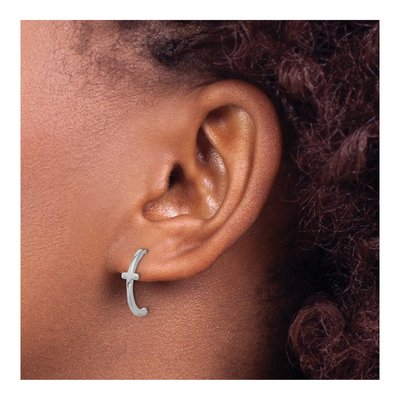 Sterling Silver 17mm Cross J- Hoop Earrings – view 4