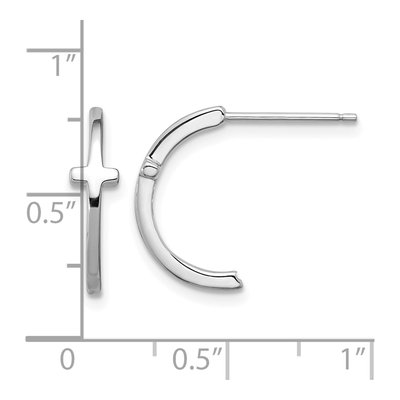 Sterling Silver 17mm Cross J- Hoop Earrings – view 5