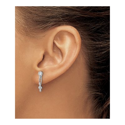 Sterling Silver CZ Cross Dangle Earrings – view 4