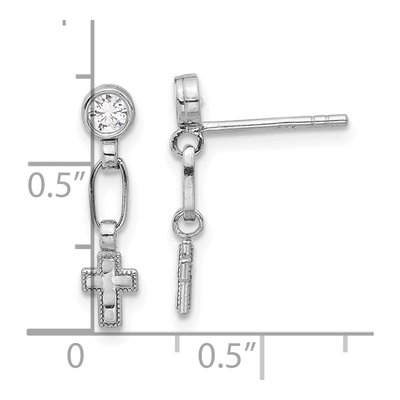 Sterling Silver CZ Cross Dangle Earrings – view 5