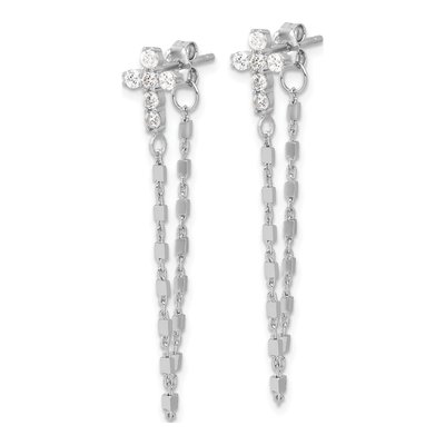 Sterling Silver CZ Cross Front Back Dangle Earrings – view 3