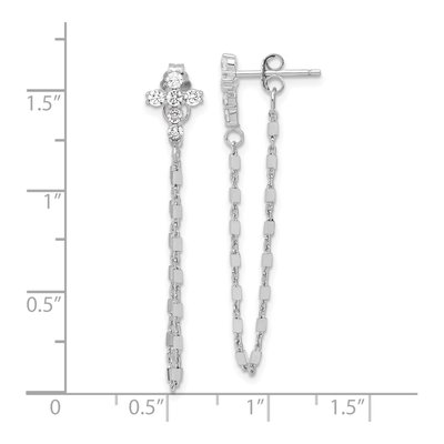 Sterling Silver CZ Cross Front Back Dangle Earrings – view 5