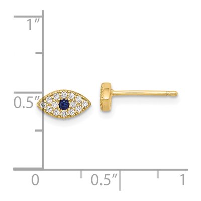 Gold-Plated Sterling Silver 1mm Round CZ Evil Eye Stud Earrings – view 5