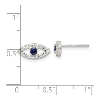 Sterling Silver 1mm Round CZ Evil Eye Stud Earrings – view 5