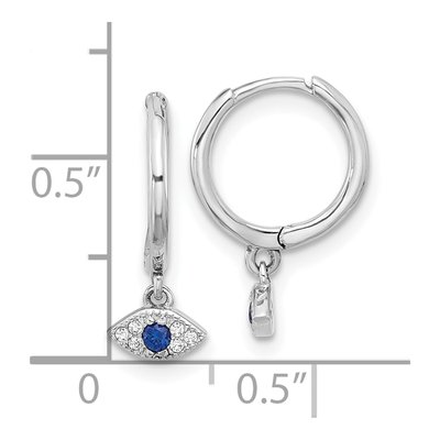 Sterling Silver 17mm CZ Evil Eye Huggie Hoop Earrings – view 5