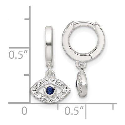 Sterling Silver 17mm CZ Evil Eye Huggie Hoop Earrings – view 5