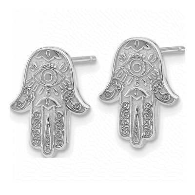 Sterling Silver Hamsa Stud Earrings – view 3