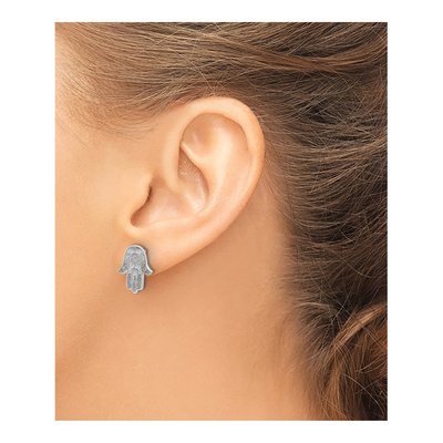 Sterling Silver Hamsa Stud Earrings – view 4