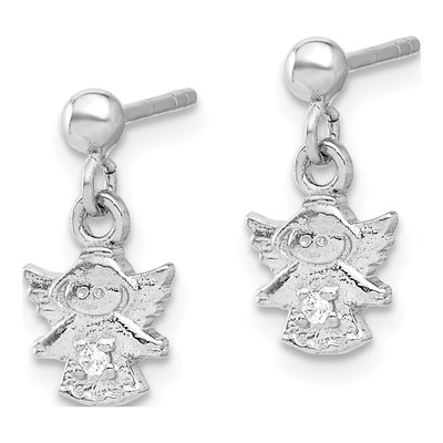 Sterling Silver CZ Angel Dangle Earrings – view 3