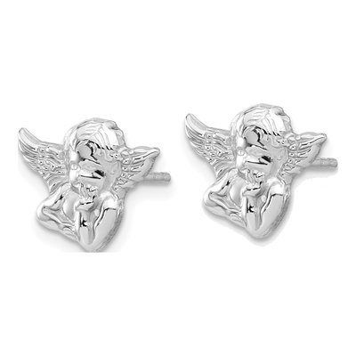 Sterling Silver Cherub Stud Earrings – view 3