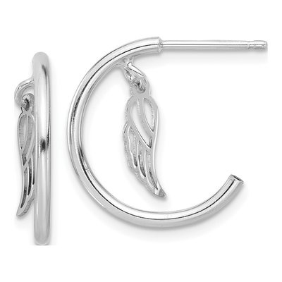 Sterling Silver 19mm Wings C- Hoop Earrings