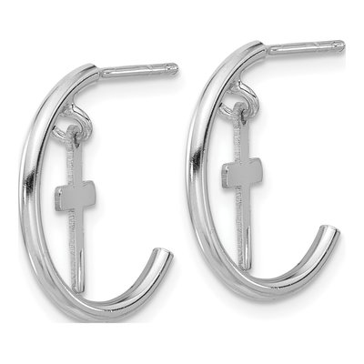 Sterling Silver 19mm Cross C- Hoop Earrings – view 3