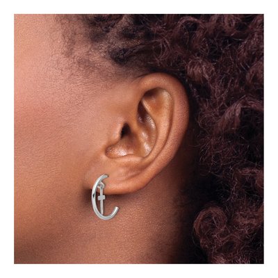 Sterling Silver 19mm Cross C- Hoop Earrings – view 4
