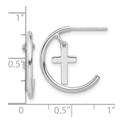 Sterling Silver 19mm Cross C- Hoop Earrings – view 5