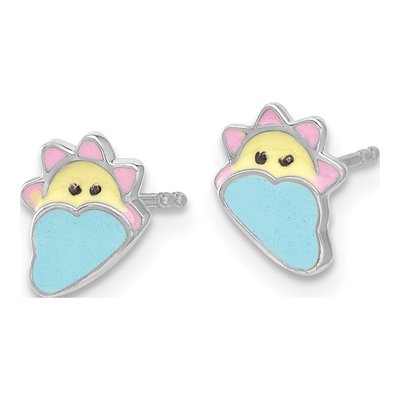 Sterling Silver Girls' Sun Cloud Stud Earrings – view 3