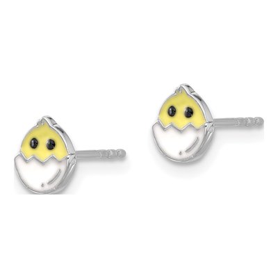 Sterling Silver Girls' Enamel Chick Egg Stud Earrings – view 3