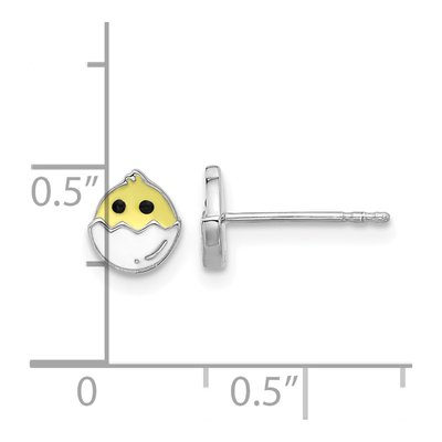 Sterling Silver Girls' Enamel Chick Egg Stud Earrings – view 5