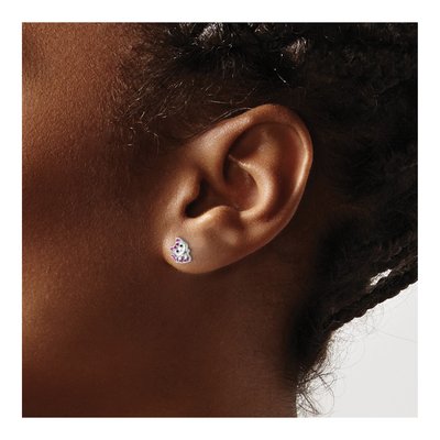 Sterling Silver Girls' Enamel Kitty Stud Earrings – view 4