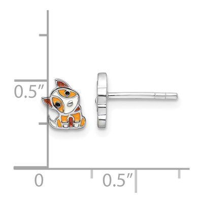 Sterling Silver Girls' Enamel Dog Stud Earrings – view 5
