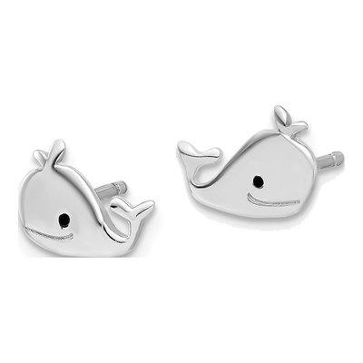 Sterling Silver Girls' Enameled Whale Stud Earrings – view 3