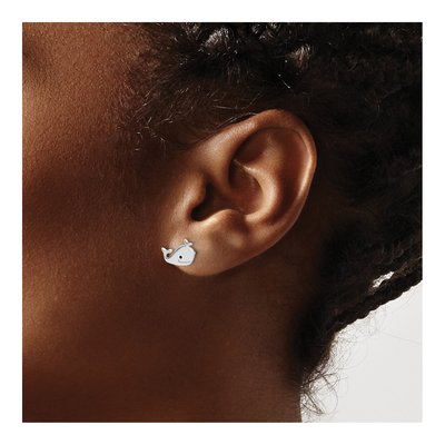Sterling Silver Girls' Enameled Whale Stud Earrings – view 4