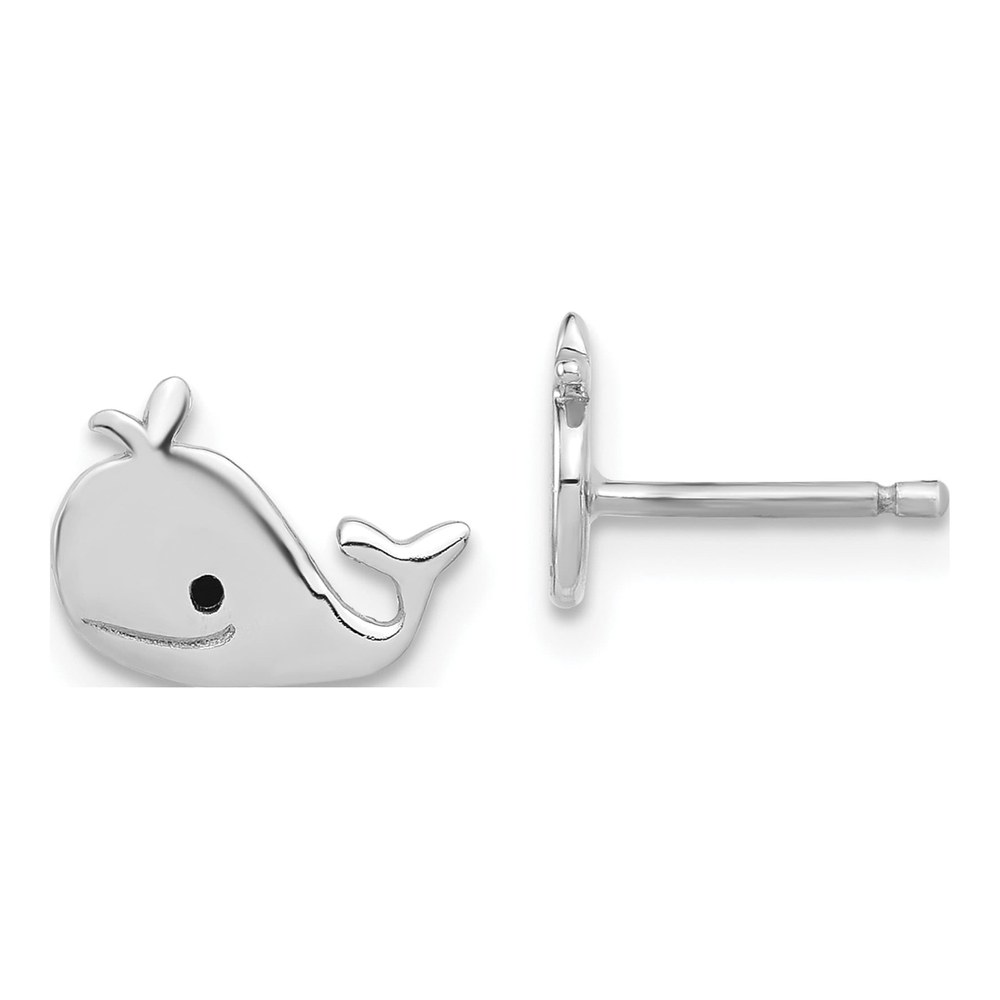 Sterling Silver Girls' Enameled Whale Stud Earrings