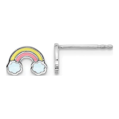 Sterling Silver Girls' Enamel Rainbow Stud Earrings