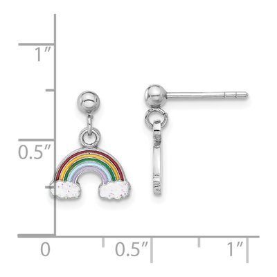 Sterling Silver Girls' Rainbow Enamel Dangle Earrings – view 5