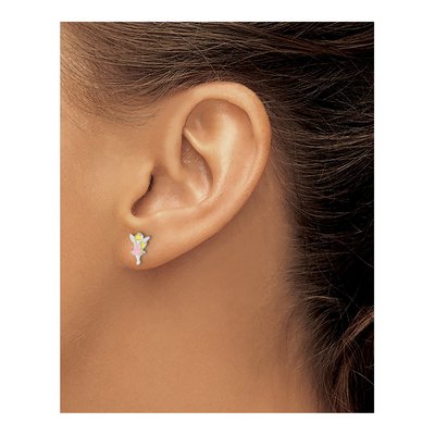 Sterling Silver Girls' Enamel Fairy Stud Earrings – view 4