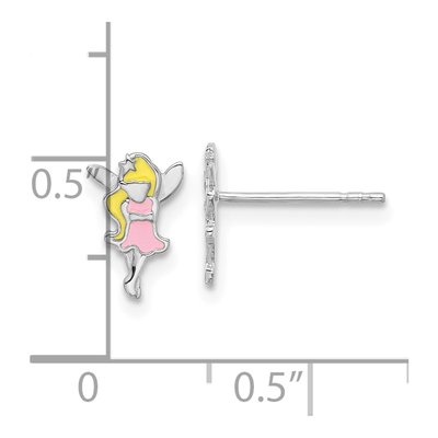 Sterling Silver Girls' Enamel Fairy Stud Earrings – view 5