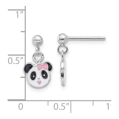 Sterling Silver Girls' Enamel Panda Dangle Earrings – view 5