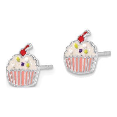 Sterling Silver Cupcake Enamel for Girls Stud Earrings – view 3