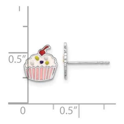 Sterling Silver Cupcake Enamel for Girls Stud Earrings – view 5