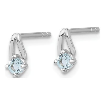Sterling Silver Swiss Blue Topaz Button Stud Earrings – view 3