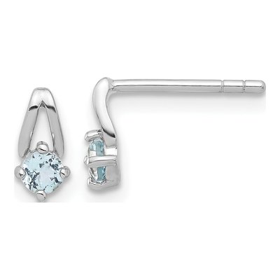 Sterling Silver Swiss Blue Topaz Button Stud Earrings