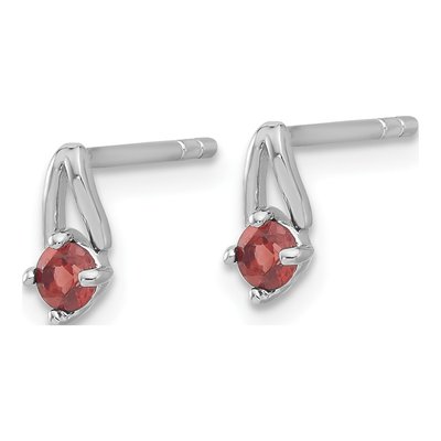 Sterling Silver Round Garnet Stud Earrings – view 2